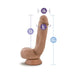 Realistic brown dildo with suction cup base, 8.7 inches length, 6-inch girth, and 1.8-inch head diameter, detailed texture.