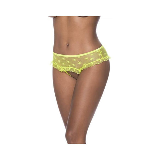 Magic Silk Love Star Skirted Hipster With Open Crotch Panty Neon Chartreuse L/xl | SexToy.com