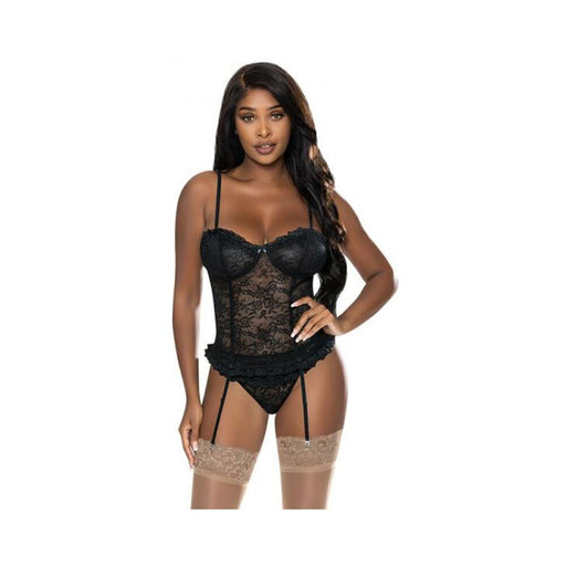 Magic Silk Ooh La Lace Bustier & Panty Set Black L/xl | SexToy.com