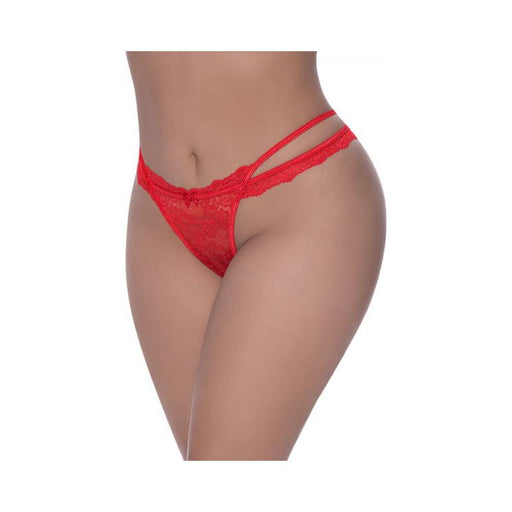 Magic Silk Ooh La Lace Cross Strap Split Crotch Tanga Red Queen Size | SexToy.com