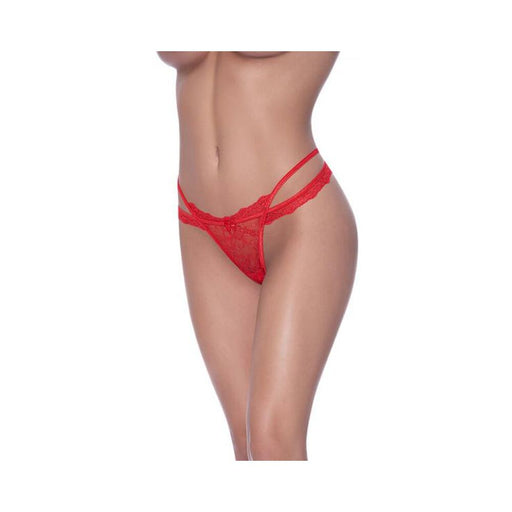Magic Silk Ooh La Lace Cross Strap Split Crotch Tanga Red S/m | SexToy.com