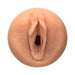 Close-up of a realistic textured flesh-colored masturbator modeled after Faye Reagan.