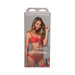 Packaging of Main Squeeze Ultraskyn stroker featuring model in red polka dot bikini on gray background