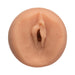 Vanilla beige lifelike textured male stroker sleeve with realistic vaginal opening.