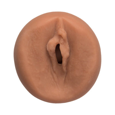 Vanilla beige lifelike textured male stroker sleeve with realistic design and soft material.