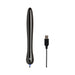 Black sleek warming wand accessory with USB cable for Main Squeeze masturbators on white background
