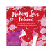 Cover of Making Love Potions book with red background, pink roses, and illustration of woman holding a perfume bottle.