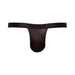 Black men's micro V thong with subtle glossy cobra snakeskin pattern and branded waistband.