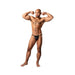 Muscular man posing in black iridescent metallic swirl print Male Power Kaleidickscope posing strap G-string underwear.