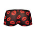 Black sheer mesh mini shorts with bold red lips print in XL size.