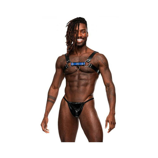 Male Power Men's Leather Aries Black/blue O/s | SexToy.com