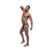 Male model wearing black Male Power Pure Comfort Modal Bong Thong with branded waistband and contoured fit on white background.