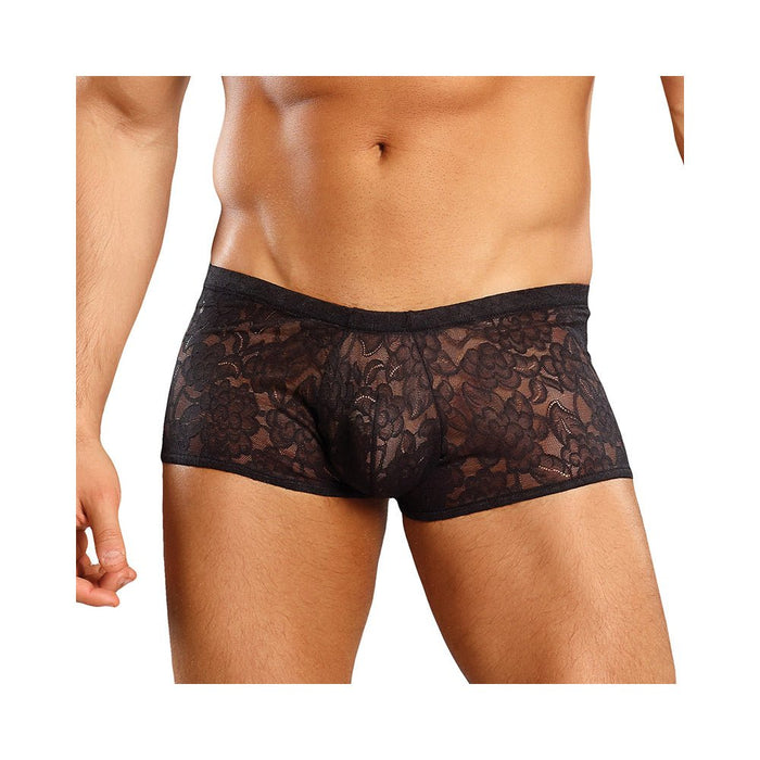 Male Power Stretch Lace Mini Shorts Black Large | SexToy.com