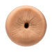 Close-up of a flesh-toned male masturbator with a realistic textured opening and circular shape.