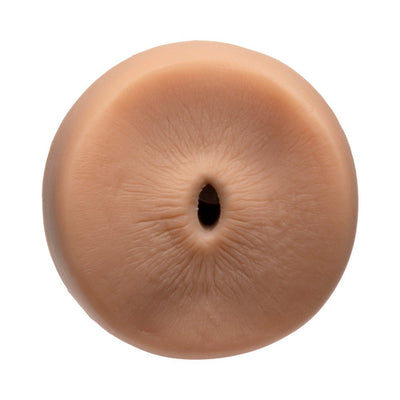Vanilla beige Ultraskyn textured male stroker with a realistic design and central opening.