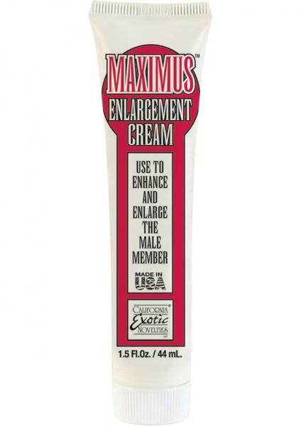 Tube of Maximus Enlargement Cream 1.5 fl oz with red and black label for male enhancement.