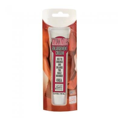 Maximus Enlargement Cream 1.5 oz tube in retail packaging with bold red and white design.
