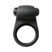 Black silicone vibrating ring with bullet-shaped motor, designed for intimate use and enhanced pleasure.