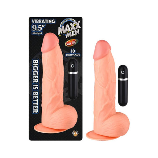 Maxx Men Vibrating 9.5in Straight Dong 10 Fuction Waterproof Flesh | SexToy.com