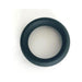 Black thick silicone cock ring with smooth surface and circular shape on white background.