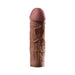Realistic brown 2-inch penis extension sleeve with textured veins and a smooth rounded tip.