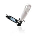 White Mega Bator rechargeable hands-free stroker with suction base and mobile device holder displaying black and white image.
