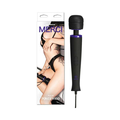 Merci Power Wand Ultra-powerful Silicone Wand Massager Black Violet - SexToy.com