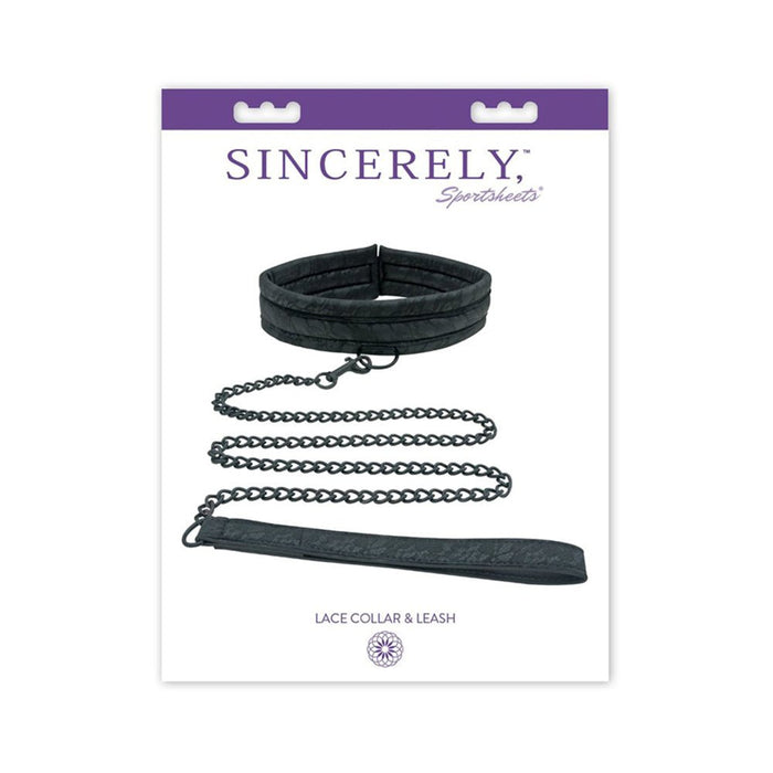 Midnight Lace Collar And Leash Black | SexToy.com