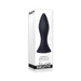 Black silicone Mighty Mini Plug rechargeable vibrator displayed on white packaging box with branding and product details.