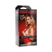 Packaging box for Cherie DeVille Signature Pocket Pussy stroker featuring a model in red lingerie on a red background.