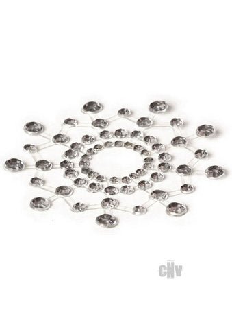 Bijoux Indiscrets Mimi Circles crystal clear rhinestone pasties arranged in a circular pattern on white background.
