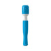 Blue cordless mini massager with flexible white neck and ergonomic handle for targeted muscle relief.