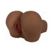 Chocolate-colored realistic silicone stroker with lifelike vaginal and anal openings.