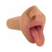 Realistic mouth-shaped vibrating deep throat stroker with textured tongue and soft TPR material.