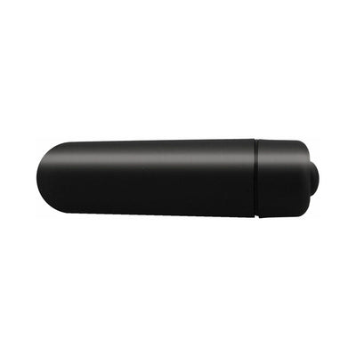 Compact black vibrating bullet with smooth matte finish and rounded tip for discreet pleasure use.