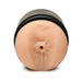 Compact double-ended stroker with lifelike texture and dual entry points in light skin tone.