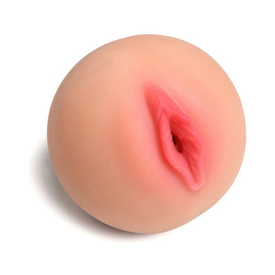 Medium-sized realistic masturbator with soft, skin-toned material and detailed design for an immersive experience.
