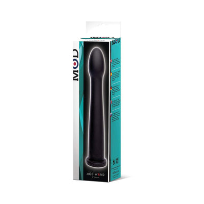 Black smooth silicone wand in MOD branded packaging with teal and white accents, designed for the Deluxe Thruster Kit.