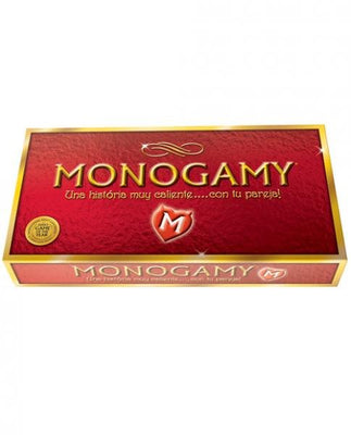 Monogamy A Hot Affair Spanish Version relationship game box with red and gold design for couples to explore intimacy.
