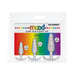 Three-piece Mood Pride anal training set in clear silicone with colorful confetti, displayed in rainbow-themed packaging.
