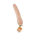 Beige realistic textured vibrating dildo with removable twist-dial base on white background.
