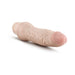 Beige realistic textured vibrating dildo with twist-dial base, designed for waterproof use and easy cleaning.