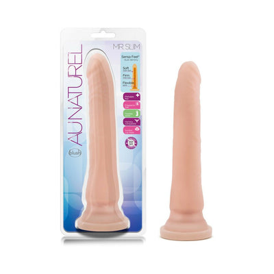 Blush Au Naturel Mr. Slim Dong in flesh tone with suction cup base, shown in packaging and standalone.