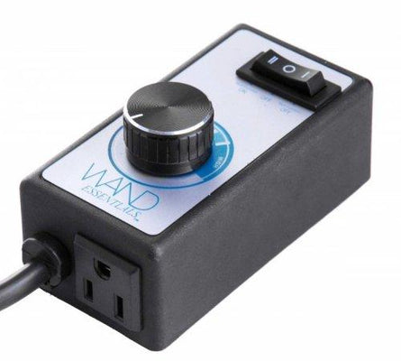 Black multi function wand controller with adjustable dial and power switch for variable speed control.