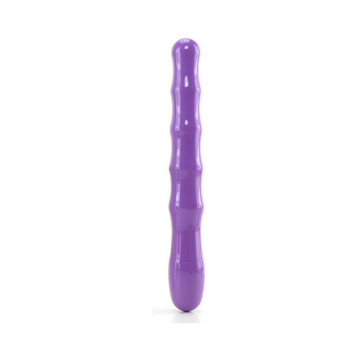 Purple slim tapered vibrator with beaded texture and smooth finish, designed for beginner anal or vaginal use.