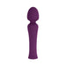 Purple silicone wand vibrator with flexible head and textured handle for comfortable grip.