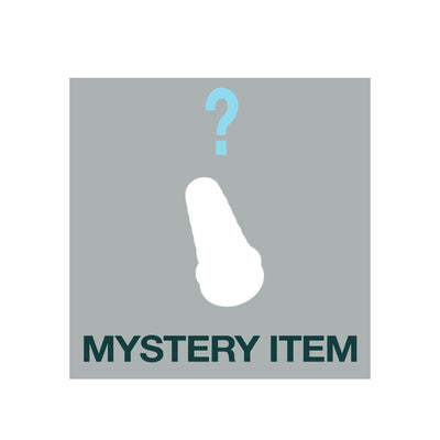 Gray square with a white silhouette of a stroker and a blue question mark above, labeled mystery item.
