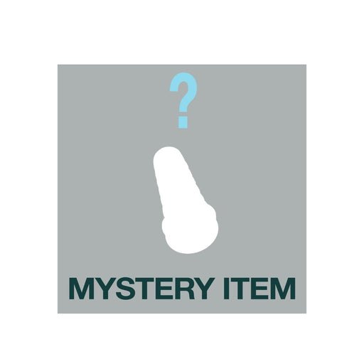 Gray square with a white silhouette of a stroker and a blue question mark above, labeled mystery item.