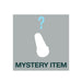Gray square with a white silhouette of a stroker and a blue question mark above, labeled mystery item.