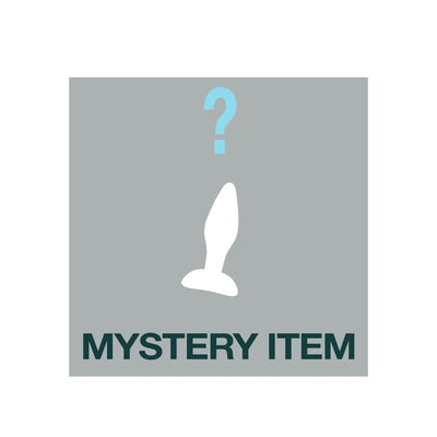 Gray square with a white silhouette of an anal toy and a blue question mark above it labeled mystery item